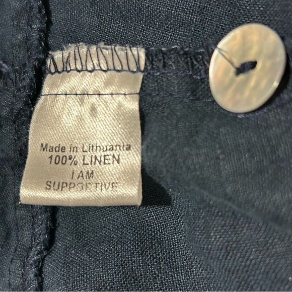 VTG Flax Navy Linen Long Sleeve Button-Up Relaxed Fit Tunic - Medium - Picture 9 of 10